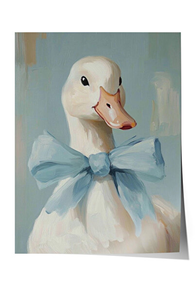 Zestia Poster cu fundă albastră, rață drăguță, pictură în ulei, decor textura...