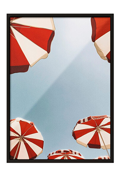 Zestia Pictură de perete cu ramă neagră, umbrelă retro, decor pentru sufragerie