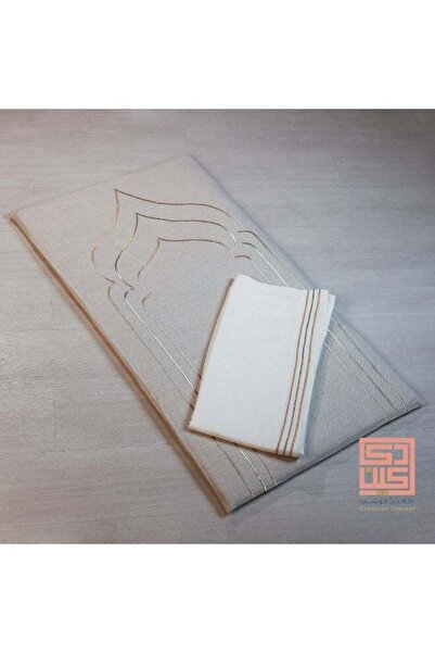 Dakakeen Concept Dakakeen Alkhair Luxury Memorial Prayer Mat Set in Beige wit...