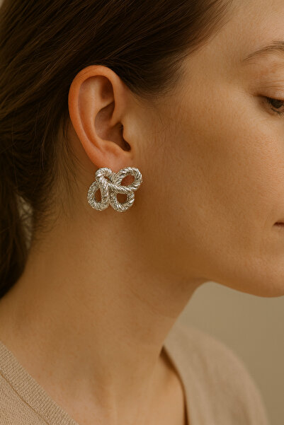 Bittox Silver Color Bow Model Women's Earrings-Silver Color Stylish Earrings