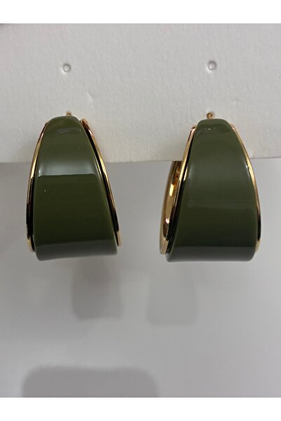 Shiny Leaf Yağ yeşili halka küpe 30mm