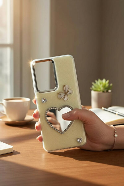 batuteknoloji Vivo V30 Lite Aynalı Taşlı Fiyonklu Kabartma Yüzeyli Lady BTU S...