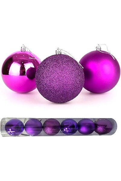 The Bros 10CM Purple Christmas Ball Ornaments - Set of 6