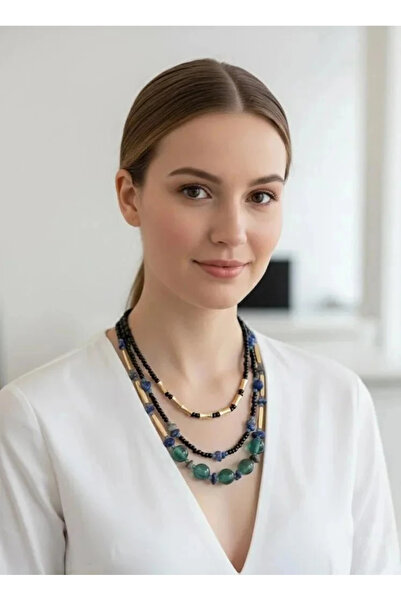 Dorvina Blue Acrylic Beads 3 Rows Bijouterie Design Women Necklace Jewelry