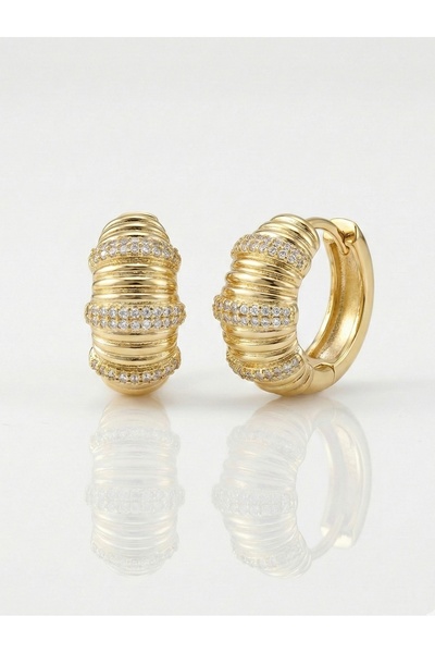 SWANOVAJEWELRY Premium Xuping Zirkon Taşlı Halka Küpe