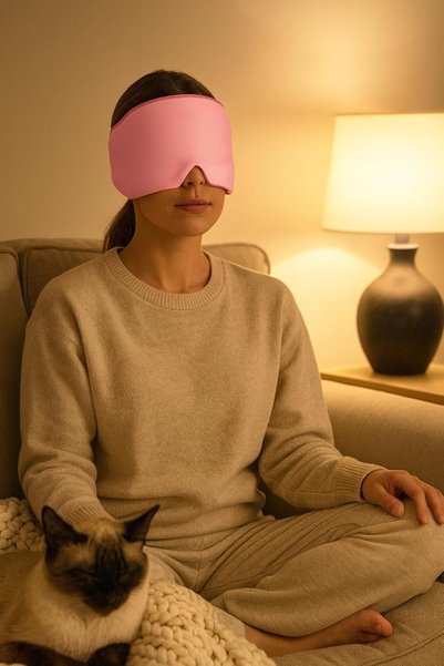 Busstier Gel Filled Headband Cold Compress Eye Mask Therapy Band, Pink