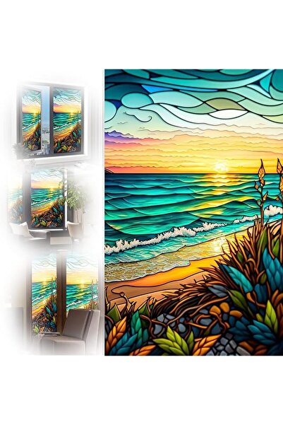 The Bros غشاء نافذة من مادة PVC بنمط الزجاج الملون، لاصق ثابت (45 × 100 سم)