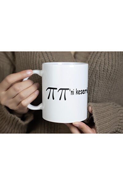 Beramussa Mathematics Themed Humorous Mug - Porcelain Office and Coffee Cup with Pi Symbol Written on It