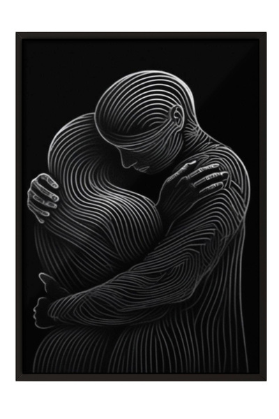 Zestia Μαύρος με μαύρο περίγραμμα ζωγραφική τοίχου με γραμμική φιγούρα που αγ...