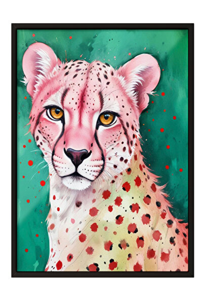 Zestia Черна рамка за стена Модерно поп арт илюстрация на гепард Декор за все...