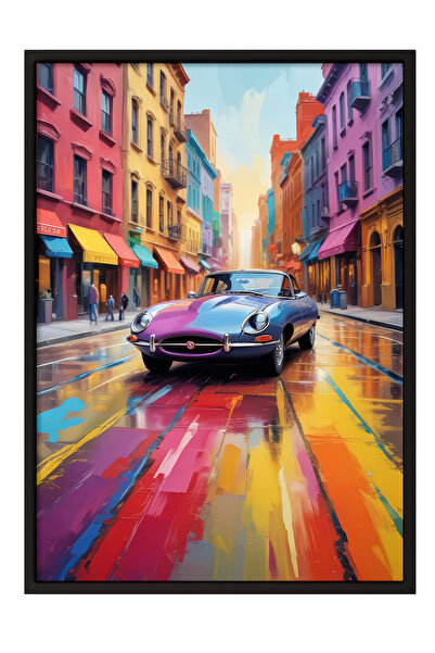 Zestia Pictură murală înrămată în negru Mașină clasică în străzile orașului N...