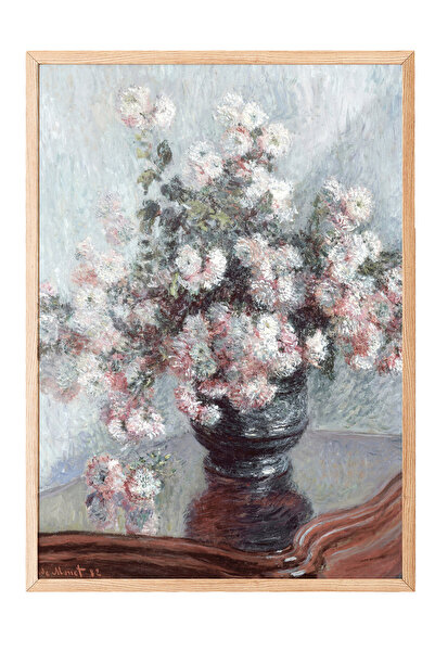 Zestia Tablou de perete cu ramă din lemn, flori în vază – Decor delicat pentr...