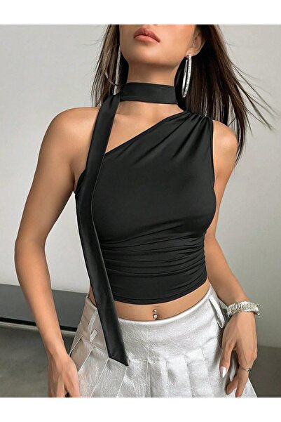 f-maskmoda SİYAH FULAR DETAY CROP