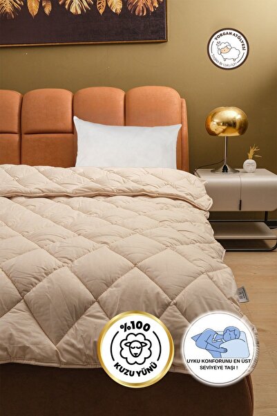 yasetex tasarım Single Wool Quilt and Pillow Set 155X215 - 100% Natural Merino Sleeping Set