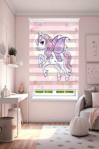 Perdecizade (ENXBOY)UNİCORN DİJİTAL BASKILI ZEBRA PERDE-COCUK ODASI-STOR PERDE