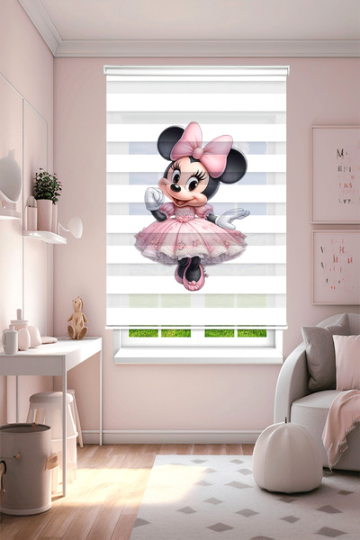 Perdecizade (ENXBOY)PRENSES MİNNİE DİJİTAL BASKILI ZEBRA PERDE-COCUK ODASI-ST...