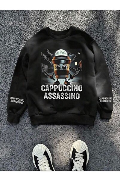No Plan Boys' Cappuccino Assassino Printed Circular Neck Sweatshirt