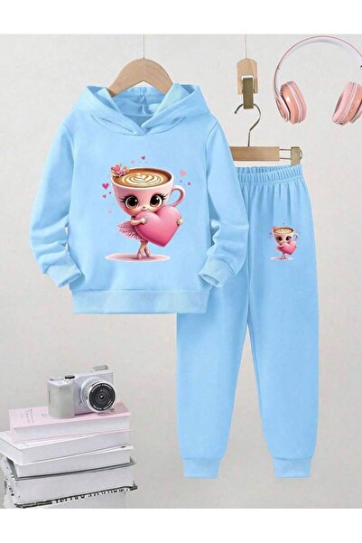 No Plan طقم شوفمان للأطفال البنات باللون الأزرق KA بغطاء رأس