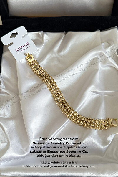 Bessence Jewelry Co Xuping 14K Gold VIP Royal Örgü Çelik Bileklik - 19 CM