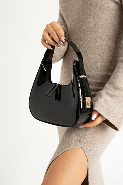 Borghetto Women's Patent Leather Baguette Cherry Bag Zipper Closure Cherry Ba...