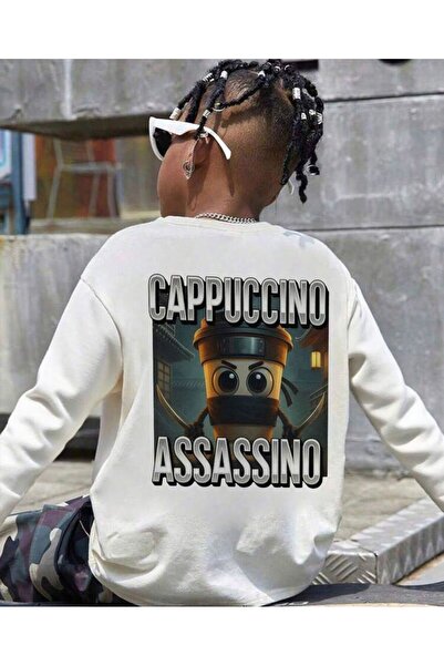 No Plan Boys' Cappuccino Assassino Printed Circular Neck Sweatshirt