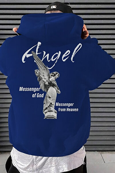 CLASSY.MODA Unisex oversized με κουκούλα Φούτερ με στάμπα με αγγελική φιγούρα...