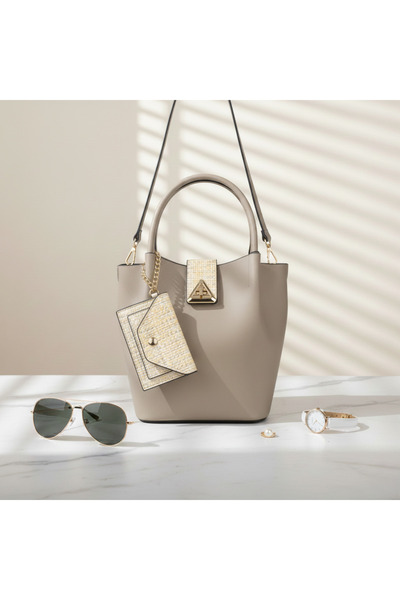 MY VİNTAGE Soft leather three-compartment card holder women's hand and shoulder bag