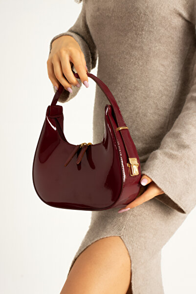 Borghetto حقيبة الكرز الرغيف الفرنسي من الجلد اللامع للنساء، حقيبة الكرز بسحا...