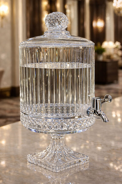 Mutfiko Kristal Cam Ayaklı Sebil – Musluklu Lüks İçecek & Şerbet Sunumluk, 4,5 Litre