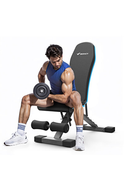merach مقعد رفع أثقال قابل للتعديل بـ 72 زاوية تدريب، ومقعد رفع أثقال قابل للطي لصالة رياضية منزلية بسعة 990 رطلاً