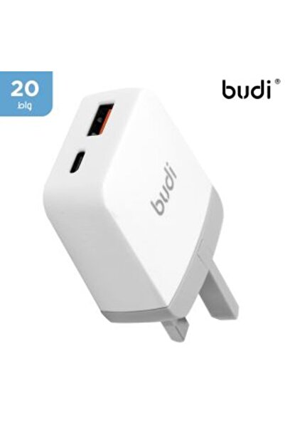 Budi شاحن منزلي بتقنية الشحن السريع PD + الشحن السريع QC بقوة 18 واط