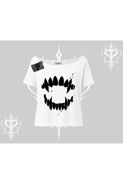 Tarzsokak Tricou alb cu decolteu bărcuță Vampir Dış