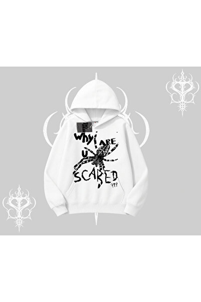 Tarzsokak Бяла суитшърт с качулка Защо се страхуваш?