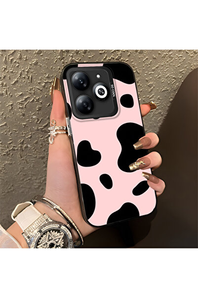 Hontinga حافظة متوافقة مع هاتف Tecno Spark Go 2024، حافظة هاتف وردية اللون مض...