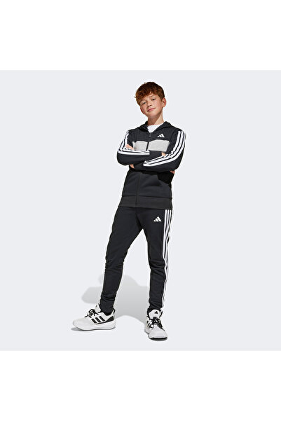 adidas Fleece 3-Stripes Essentials Çocuk Siyah Eşofman Takımı