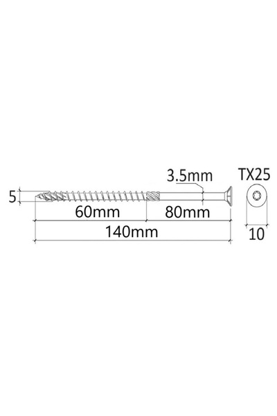 Mag-Krak Surub Dulgherie Cap Inecat 5x140mm - 100buc/cutie