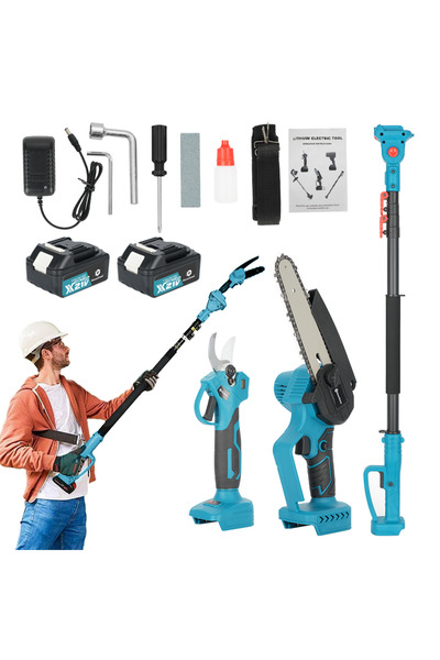 GearZone طقم منشار كهربائي 3 في 1 ومقص تقليم، مناشير عمودية بطول 6 بوصات لتقليم الأشجار