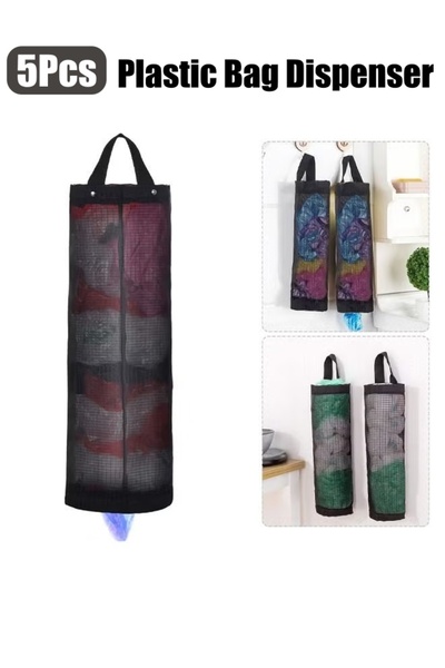 Generic 3/5 Pcs Plastic Bag Dispenser Holder Hanging Grocery Bag Holders Foldable Garbage Bag Organizer