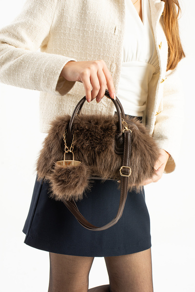 Berlin bags Fancy Kürk Detay Mini Cüzdan Çarmlı Kadın Çapraz Çanta