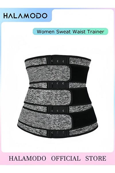 HALAMODO مشدّ خصر نسائي للتمارين الرياضية بثلاثة أحزمة، يُساعد على شدّ البطن ...