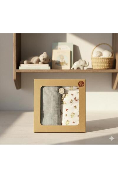 BİLGEN Style Baby Blanket Muslin Cotton Set Boxed with Comb and Pacifier Holder