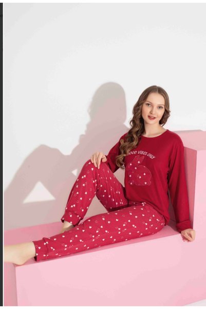 Tarık Red Thermal Women's Pajama Set