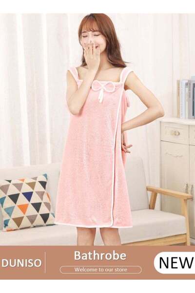 DOMEET Women's Bath Robe, Off Shoulder Wearable Bath Towel Quick Dry Lightweight Highly Water Absorb