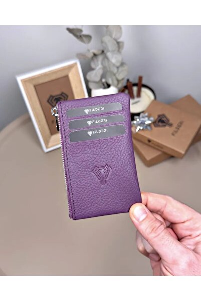 Fil Deri Genuine Leather Zippered Mini Card Holder with Coin Compartment 2126