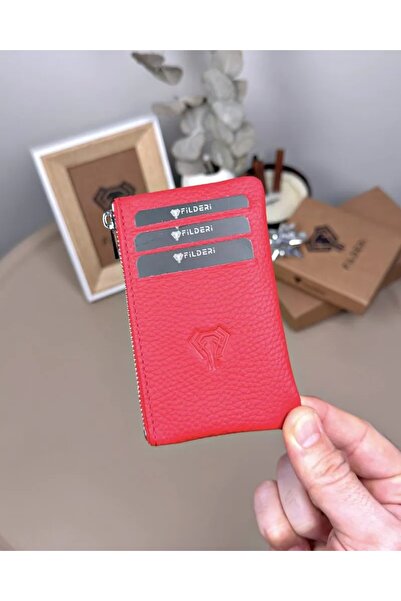 Fil Deri Genuine Leather Zippered Mini Card Holder with Coin Compartment 2126