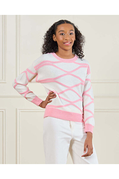 REDTAG Senior Girls Pink And White Printed Pullover