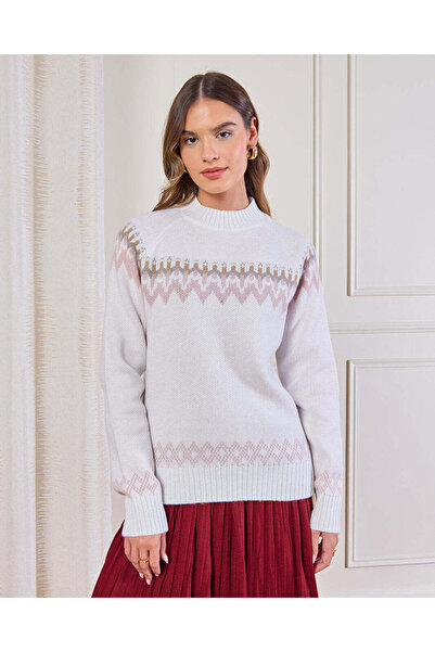 REDTAG كنزة نسائية محبوكة بلون كريمي