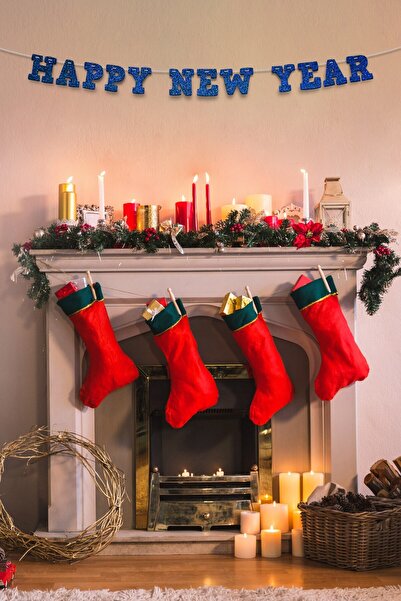 Artikel لافتة مكتوبة باللون الأزرق الداكن سنة جديدة سعيدة، يوم خاص، منظمة دعو...