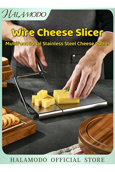 HALAMODO Cheese Slicer made of Stainless Steel in Silver measuring 24x12x23.2cm