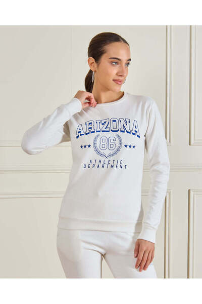 REDTAG Women White Printed Sweatshirt